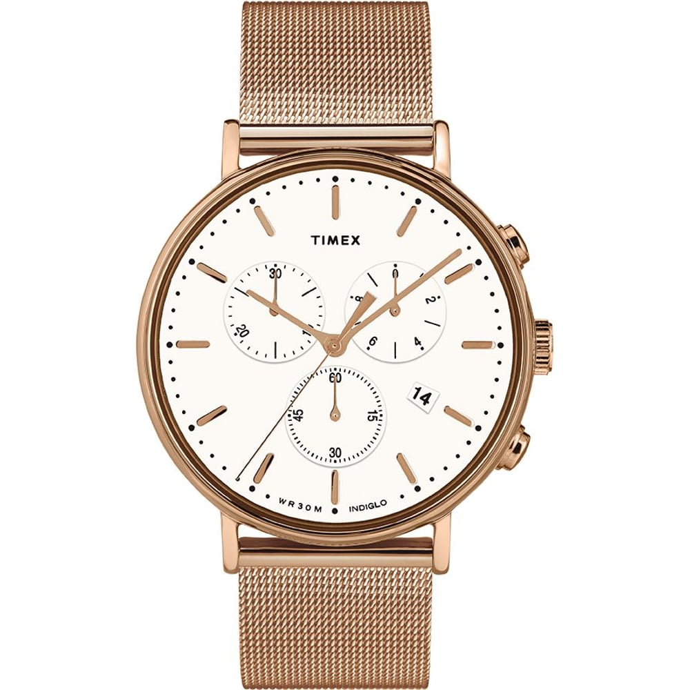 Timex TW2T37200 Fairfield Chrono Quartz Rose Gold Mesh Watch Women