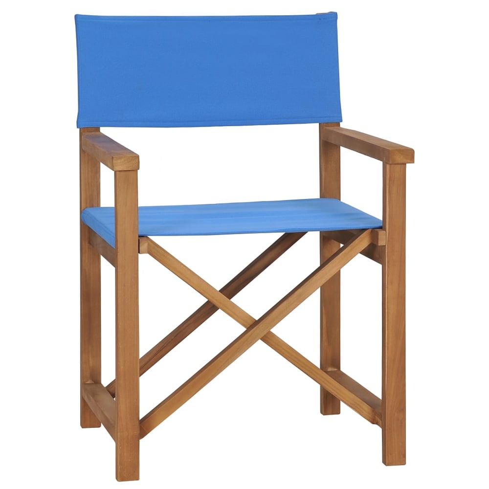 vidaXL Director's Chair Solid Teak Wood Blue vidaXL Director's Chair Solid Teak Wood Blue