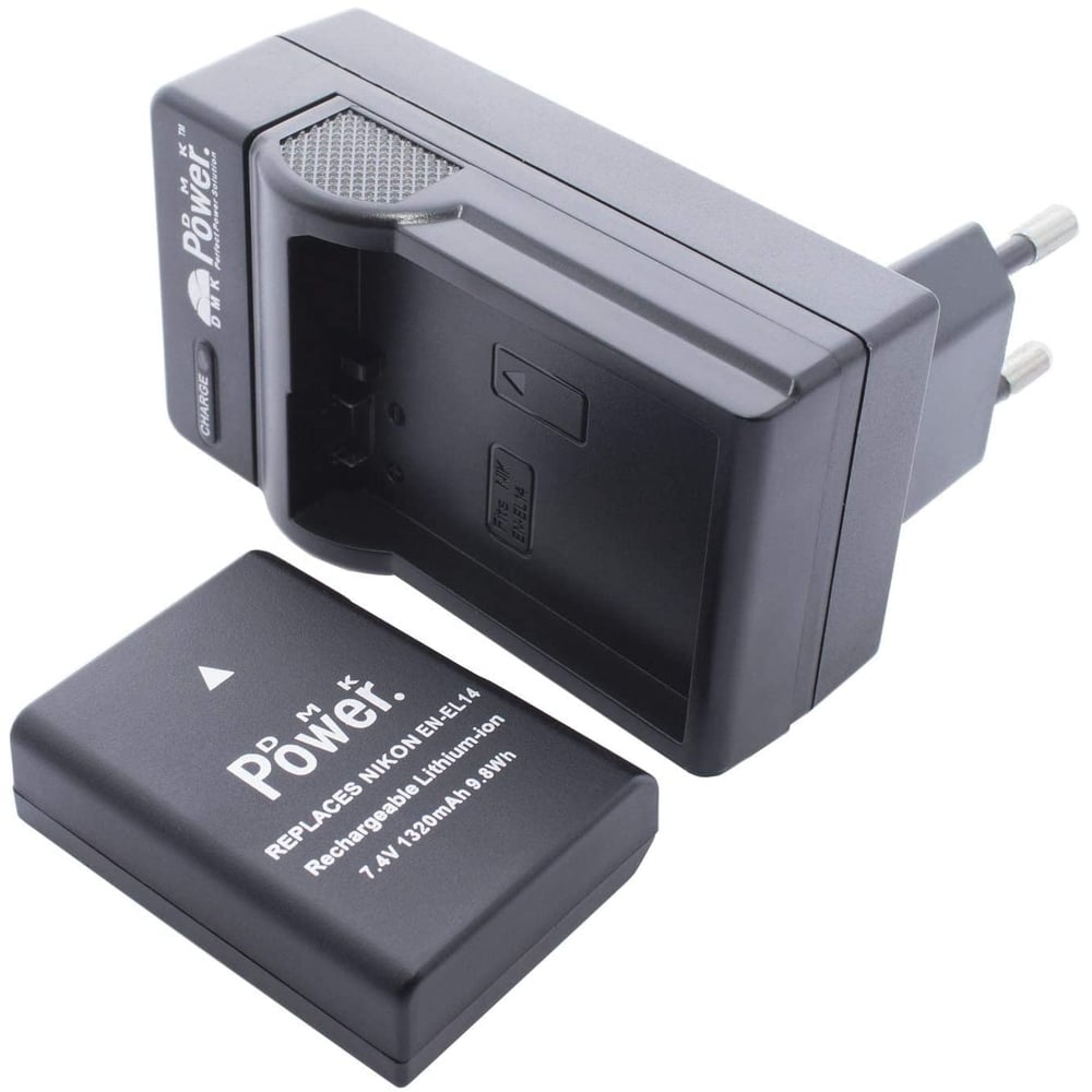 Dmk Power En-el14 1320mah (1) Battery And (1) Tc600e Travel Charger Compatible With Nikon D3100 D3200 D5100 D5200 D5300 Coolpix P7800 P7700 Etc Cameras