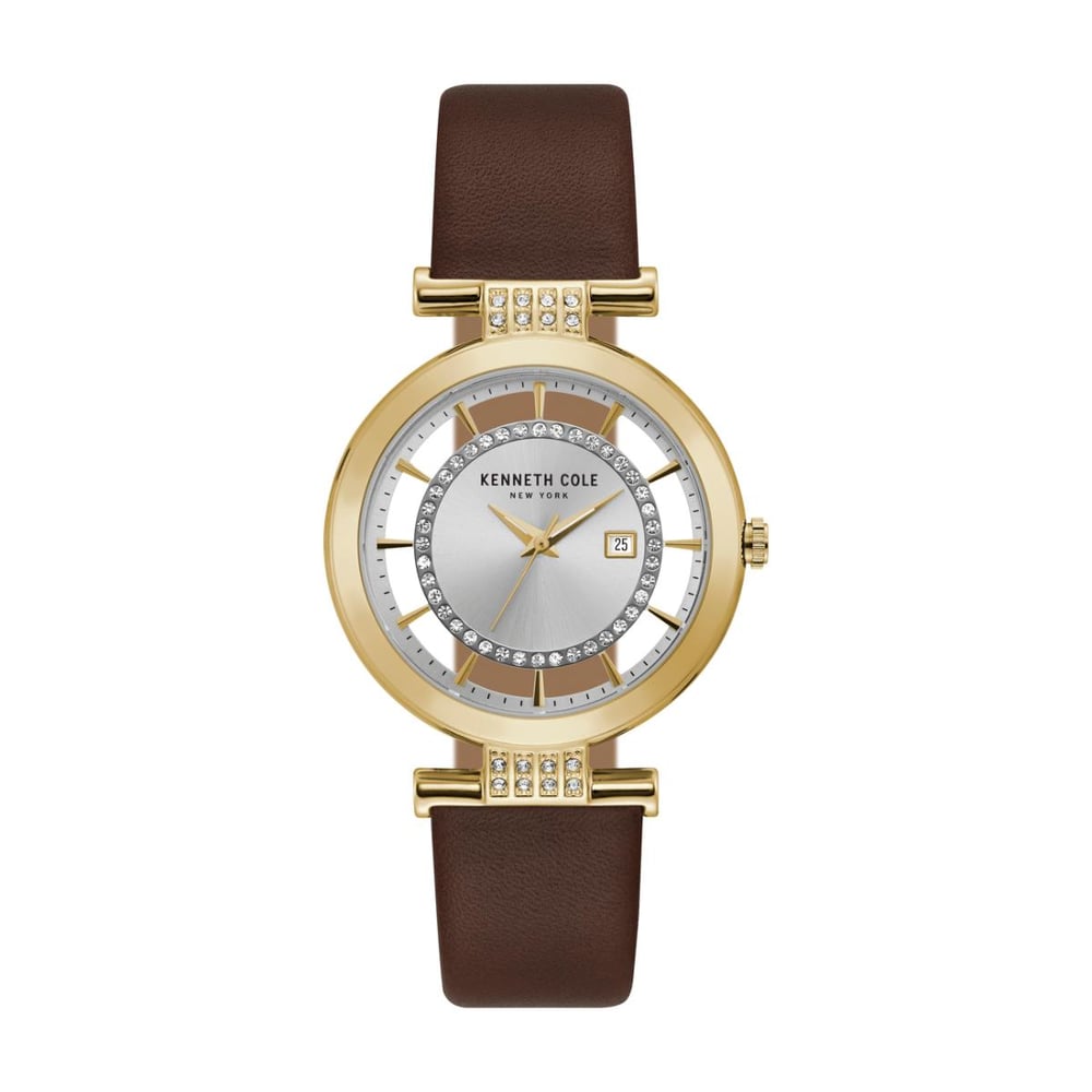 Kenneth Cole Transparency Watch For Women with Brown Dark Genuine Leather Strap