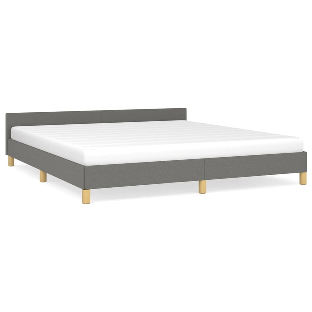 vidaXL Bed Frame with Headboard Dark Grey 180x200 cm 6FT Super King Fabric