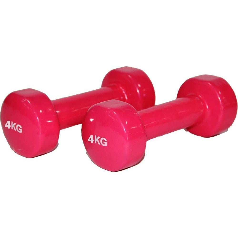 ULTIMAX 2Pcs Fitness Vinyl Dumbbell Hand Weights All-Purpose Color Coded Dumbbell for Strength Training Yoga Dumbbell RED (4 kg)