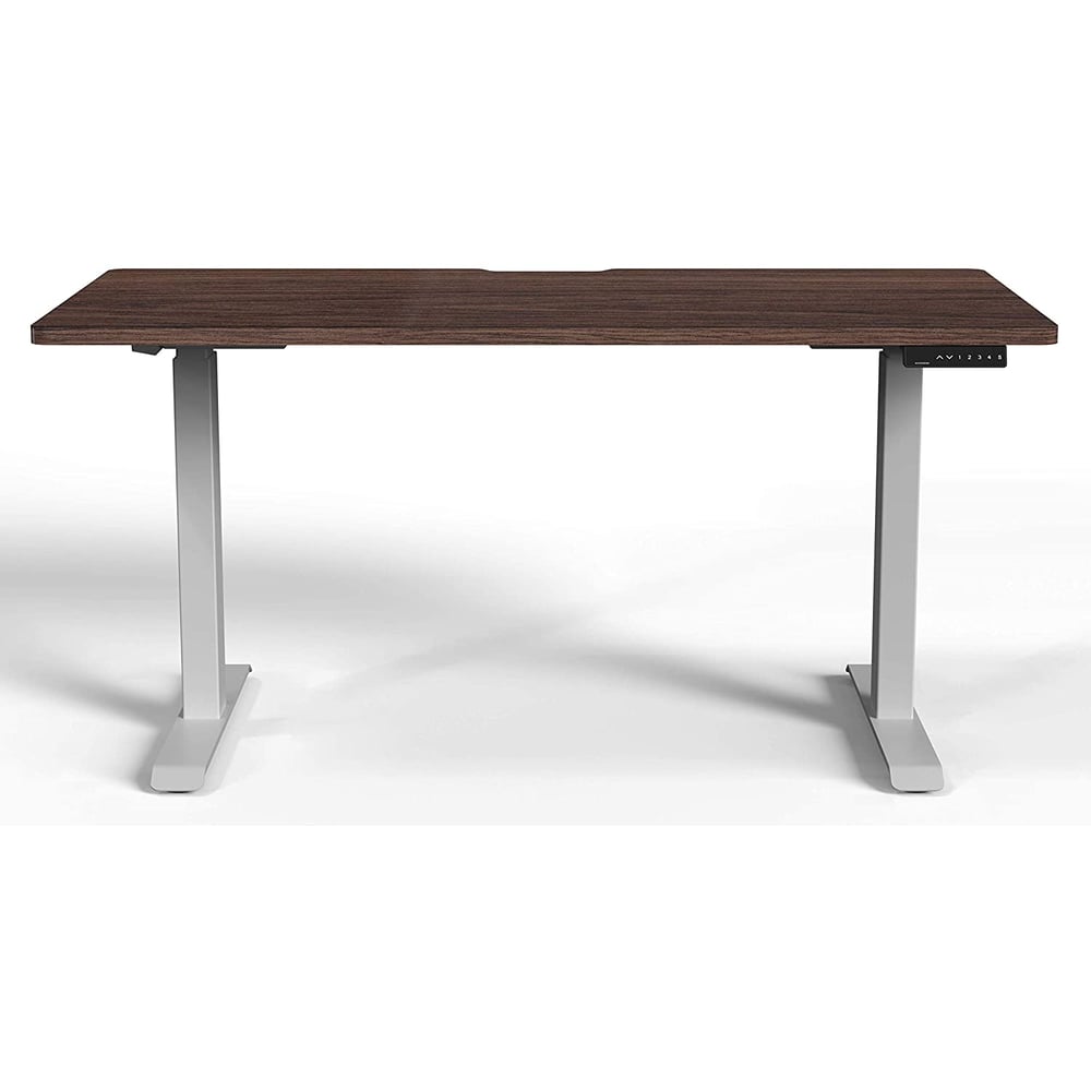 Navodesk Height Adjustable Standing Desk Workstation, Bluetooth Enabled Grey Frame + Top (Walnut, 59 x 30 inch)