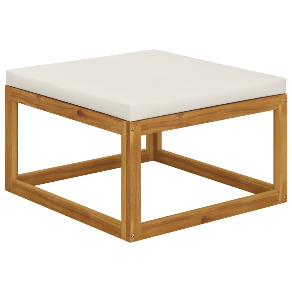 Vidaxl Footrest With Cream White Cushion Solid Acacia Wood Vidaxl Footrest With Cream White Cushion Solid Acacia Wood