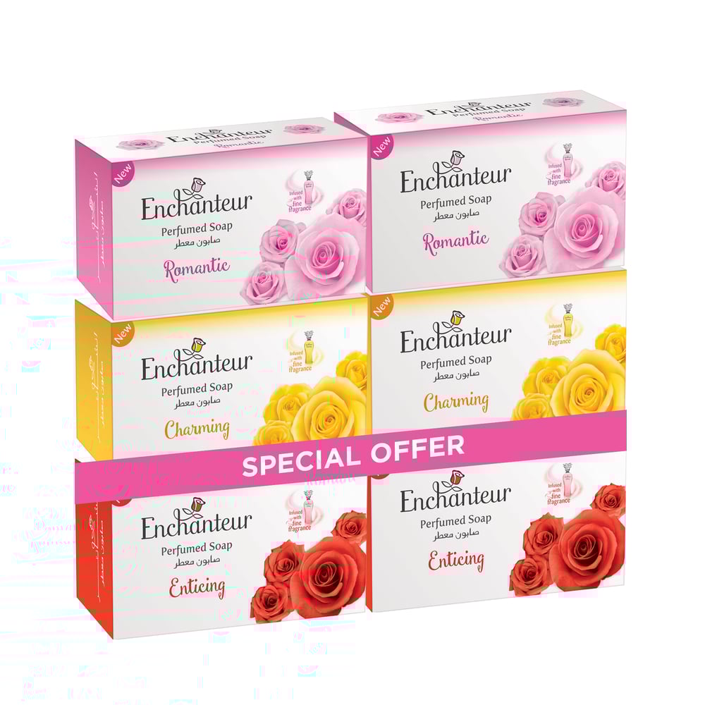 Enchanteur Soap (6X125Gm)(2Romantic+2Charming+Enticing) Enchanteur Soap (6X125Gm)(2Romantic+2Charming+Enticing)
