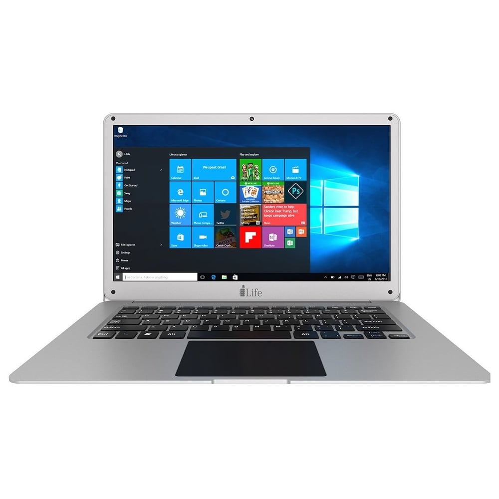Ilife ZedAir H2 Laptop - Celeron 1.1GHz 3GB 500GB+32GB Shared Win10 14inch HD Silver English/Arabic Keyboard