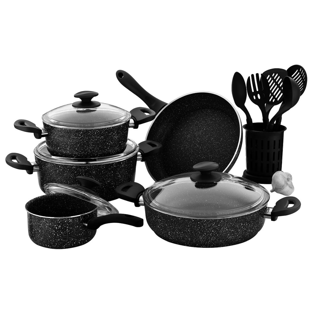 RoyalFord Granite Cookware Set Turkey Black 15pcs