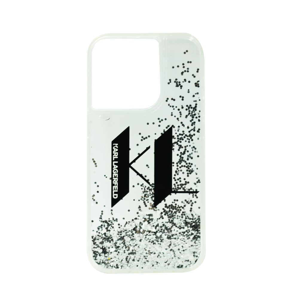 Karl Lagerfeld Liquid Glitter Big Kl Hard Case For Iphone 14 Pro Silver