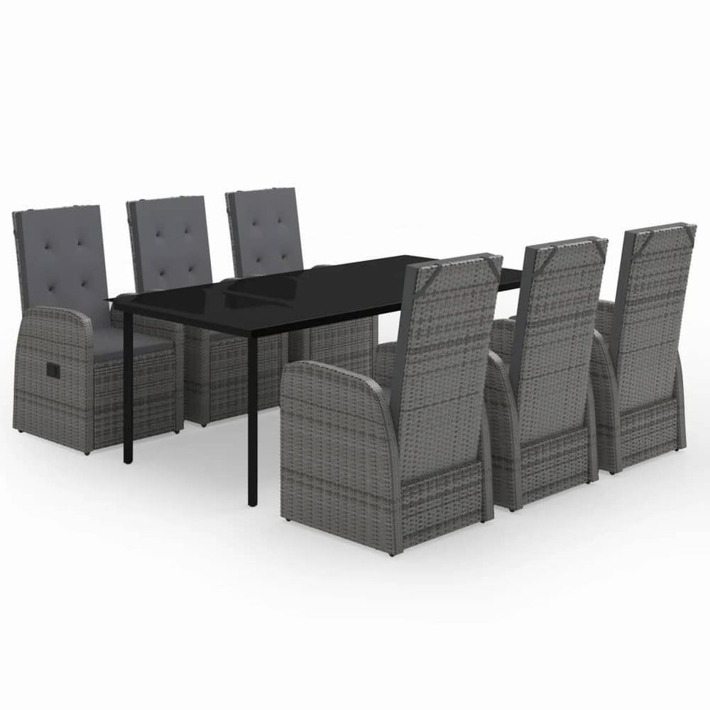 vidaXL 7 Piece Garden Dining Set with Cushions Grey vidaXL 7 Piece Garden Dining Set with Cushions Grey