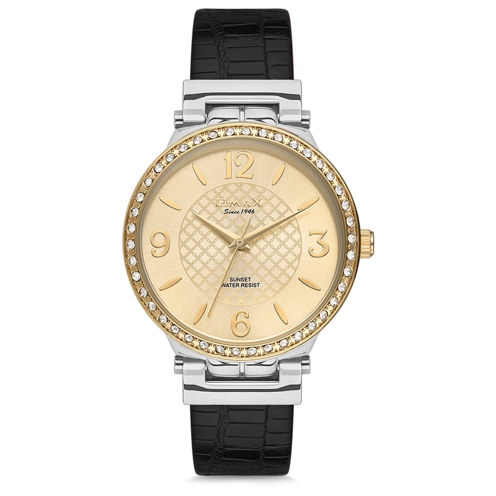 Omax Sunset Series Black Leather Analog Watch For Women SU002T12I Omax Sunset Series Black Leather Analog Watch For Women SU002T12I