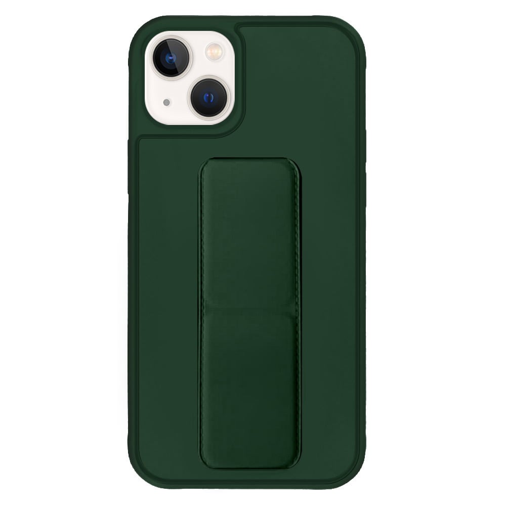 Margoun case for iPhone 14 with Hand Grip Foldable Magnetic Kickstand Wrist Strap Finger Grip Cover 6.1 inch Dark Green