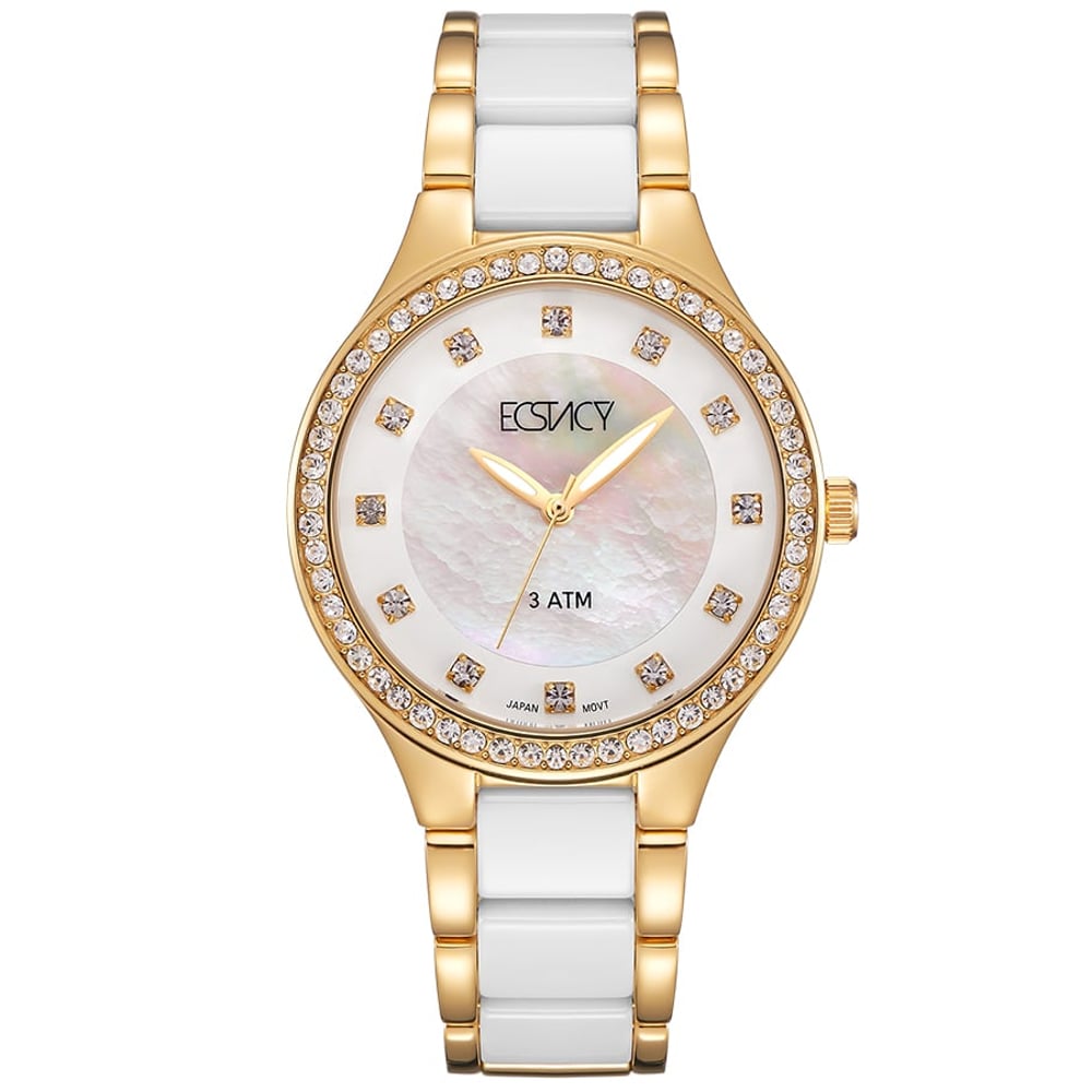 ECSTACY Women's Analog White MOP Dial Watch - E9511-GCWM ECSTACY Women's Analog White MOP Dial Watch - E9511-GCWM