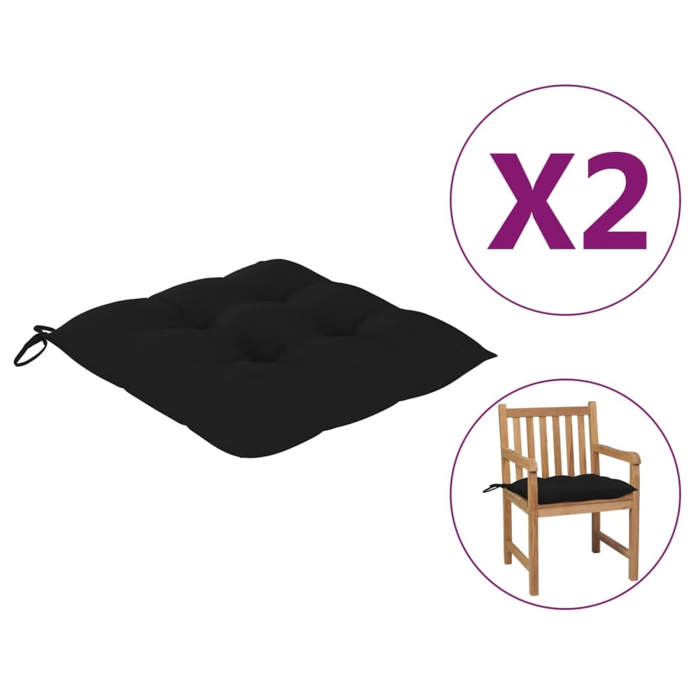 Vidaxl Chair Cushions 2 Pcs Black 50x50x7 Cm Fabric