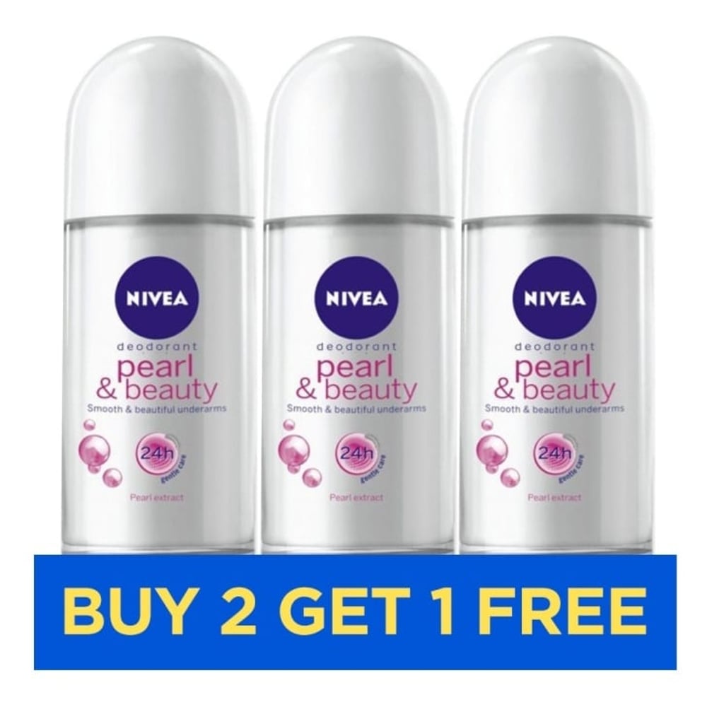 Nivea Pearl & Beauty Roll On Women 50ml - Buy 2 Get 1 Free