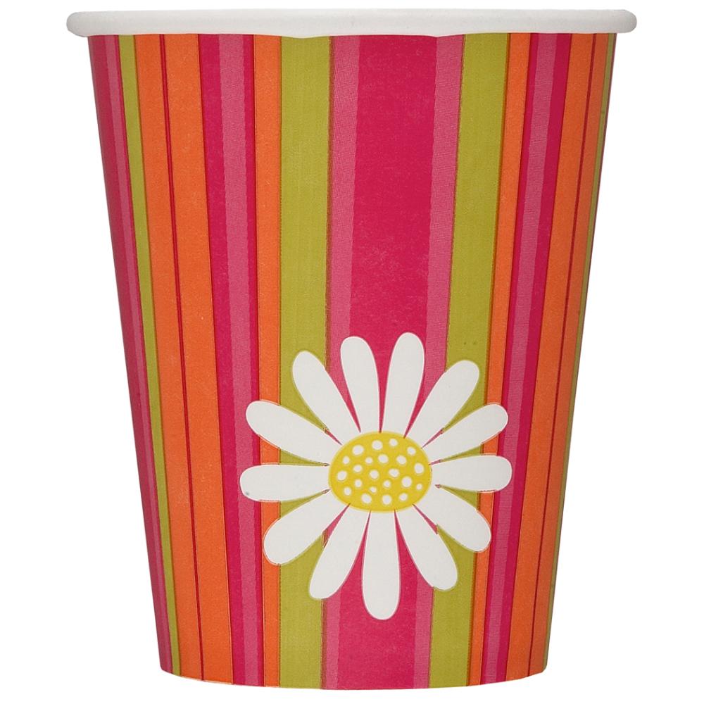 Unique- Daisy Stripe 8.9 Oz Cups Unique- Daisy Stripe 8.9 Oz Cups