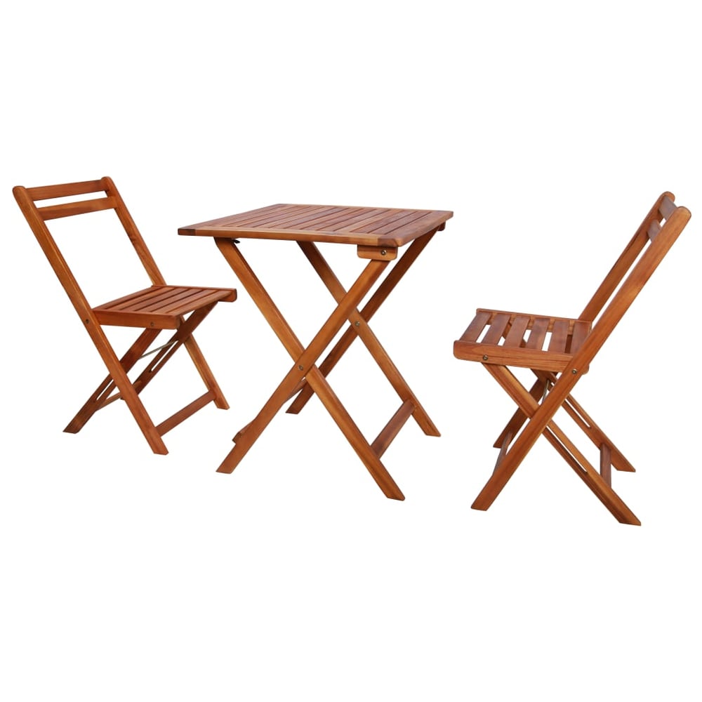 vidaXL 3 Piece Folding Bistro Set Solid Acacia Wood vidaXL 3 Piece Folding Bistro Set Solid Acacia Wood