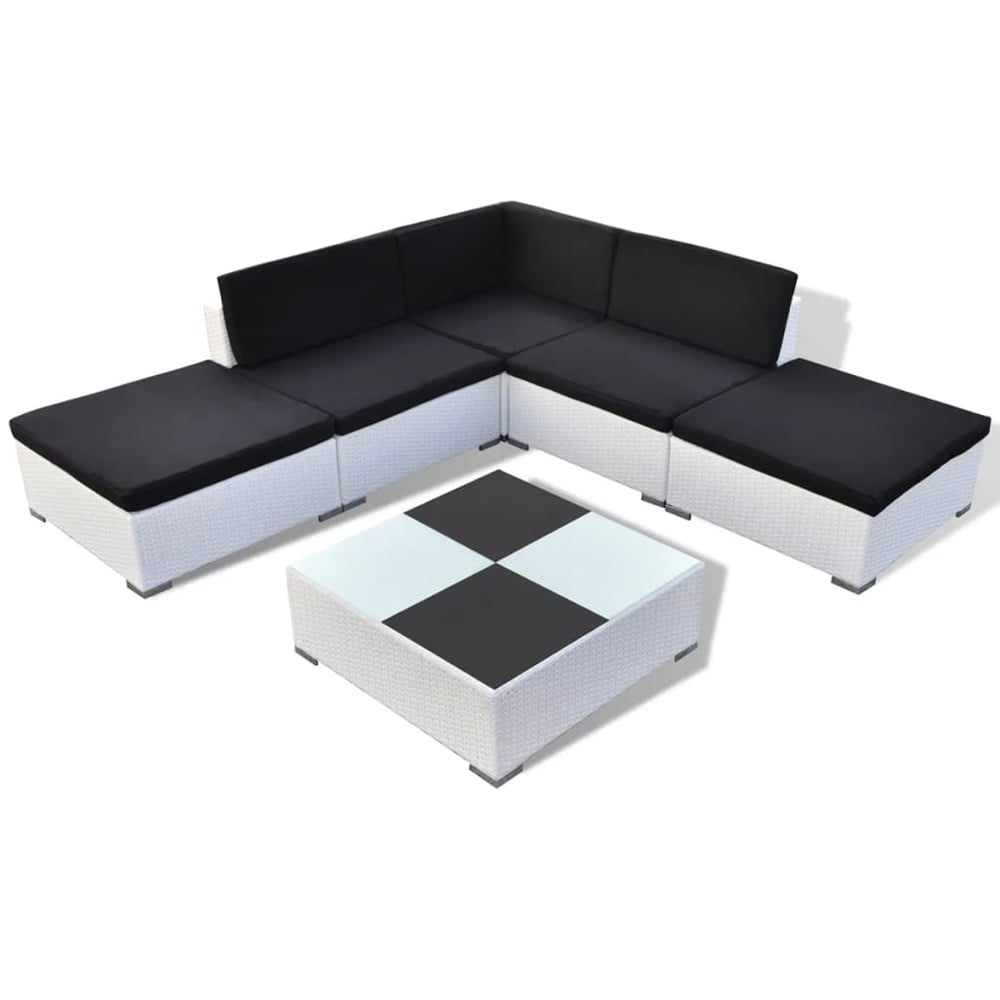 Vidaxl 6 Piece Garden Lounge Set With Cushions Poly Rattan White