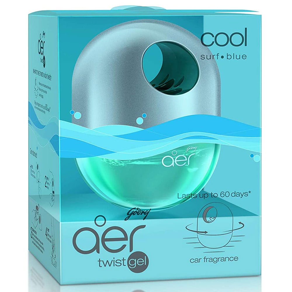 Godrej - Aer Twist Car Air Freshener - Cool Surf Blue 45g Godrej - Aer Twist Car Air Freshener - Cool Surf Blue 45g