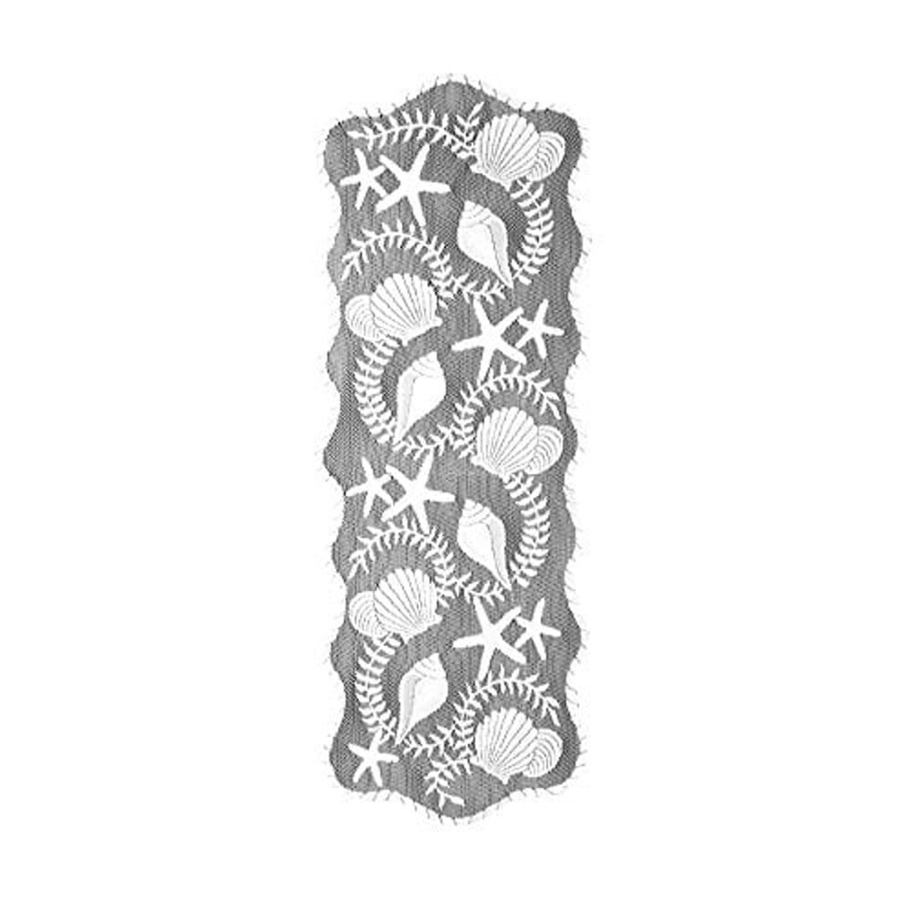 Heritage Lace Tidepool Table Runner, 14 By 40-Inch, White