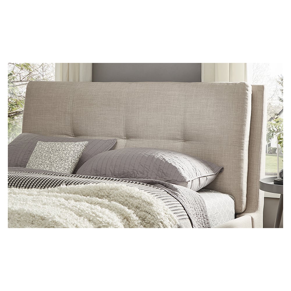 Plush Tufted Padded Headboard Super King without Mattress Beige