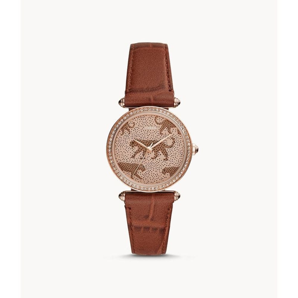 Fossil Lyric Three-Hand Brown Leather Watch ES4683