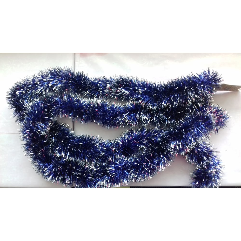 Christmas Magic Blue/silver Tinsel Garland 6.5cmx2m 7ply