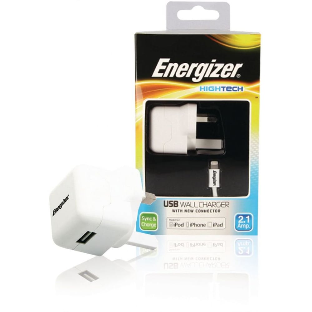 Energizer AC1UUKHIP5 Hightech USB Wall Charger W/ Lightning Cable For IPhones Energizer AC1UUKHIP5 Hightech USB Wall Charger W/ Lightning Cable For IPhones