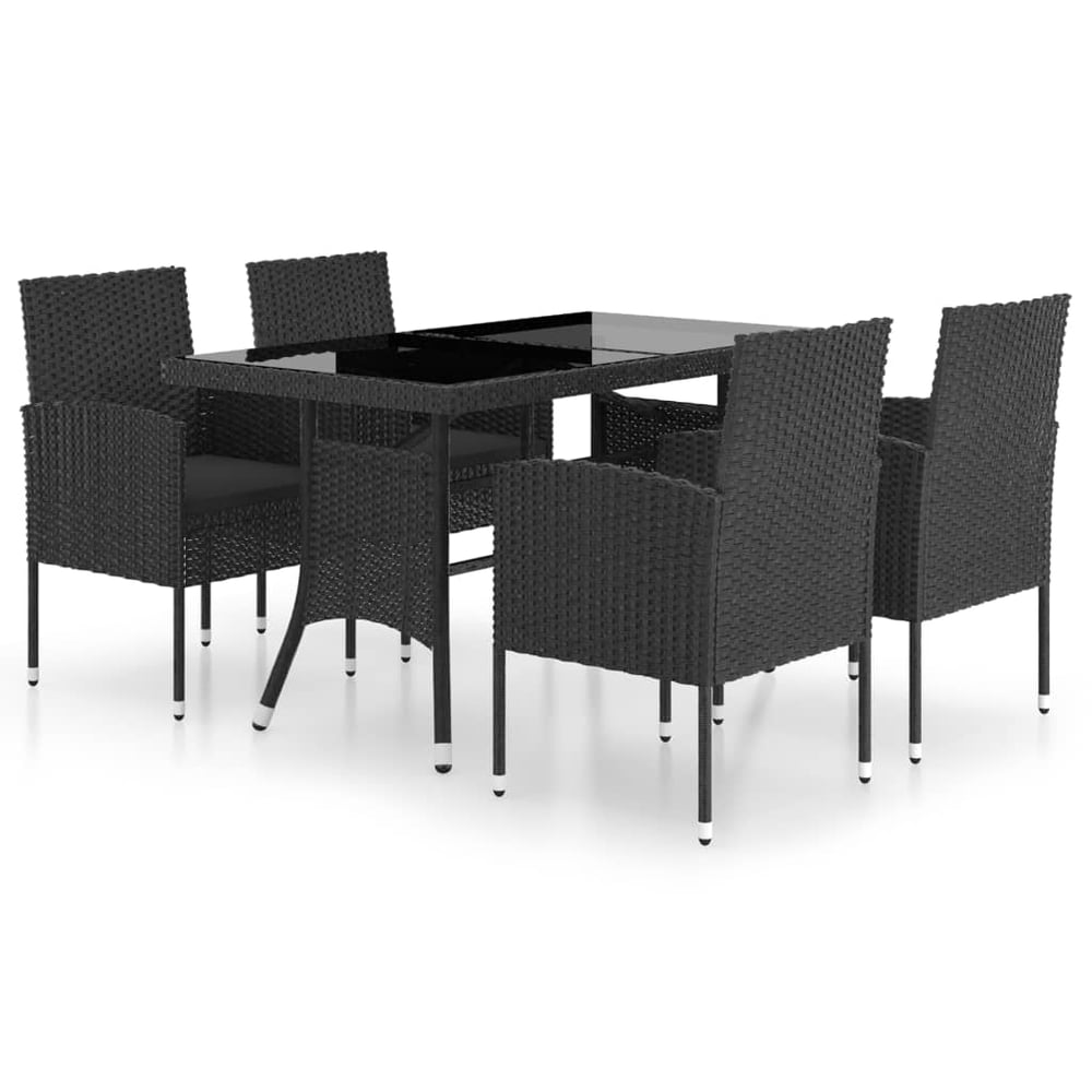 vidaXL 5 Piece Garden Dining Set Poly Rattan Black