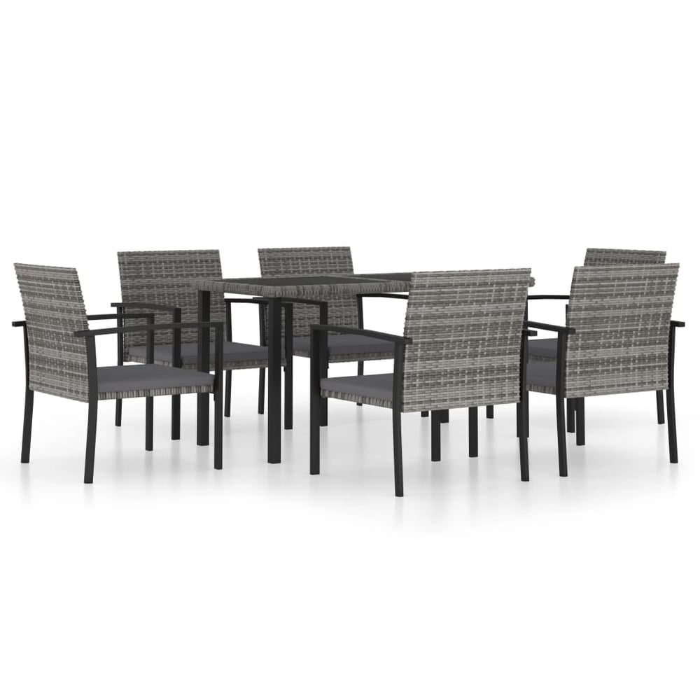 Vidaxl 7 Piece Garden Dining Set Poly Rattan Grey