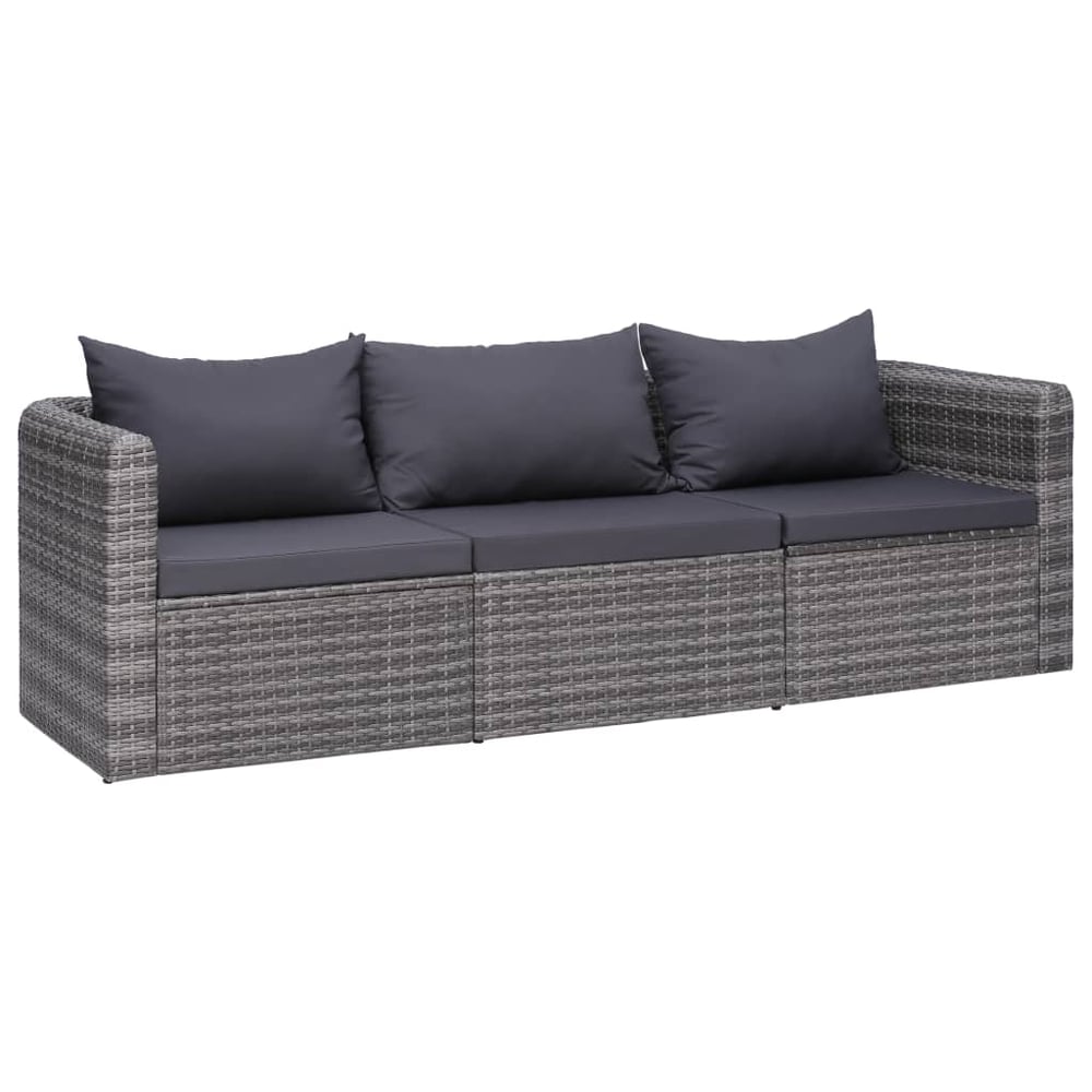 Vidaxl 3 Piece Garden Sofa Set With Cushions Grey Poly Rattan Vidaxl 3 Piece Garden Sofa Set With Cushions Grey Poly Rattan