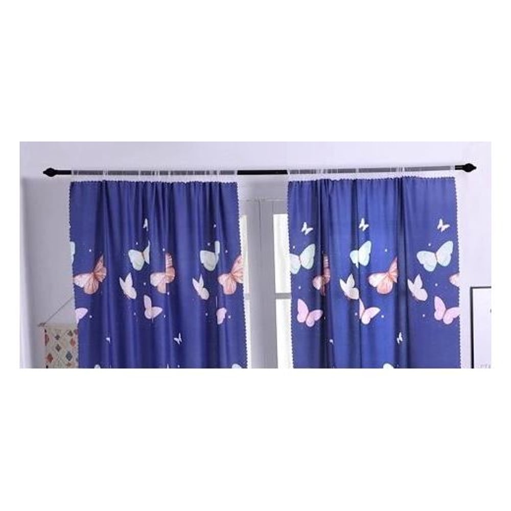 Double Layer Window Curtain Set of 2pc Modern Butterfly Design