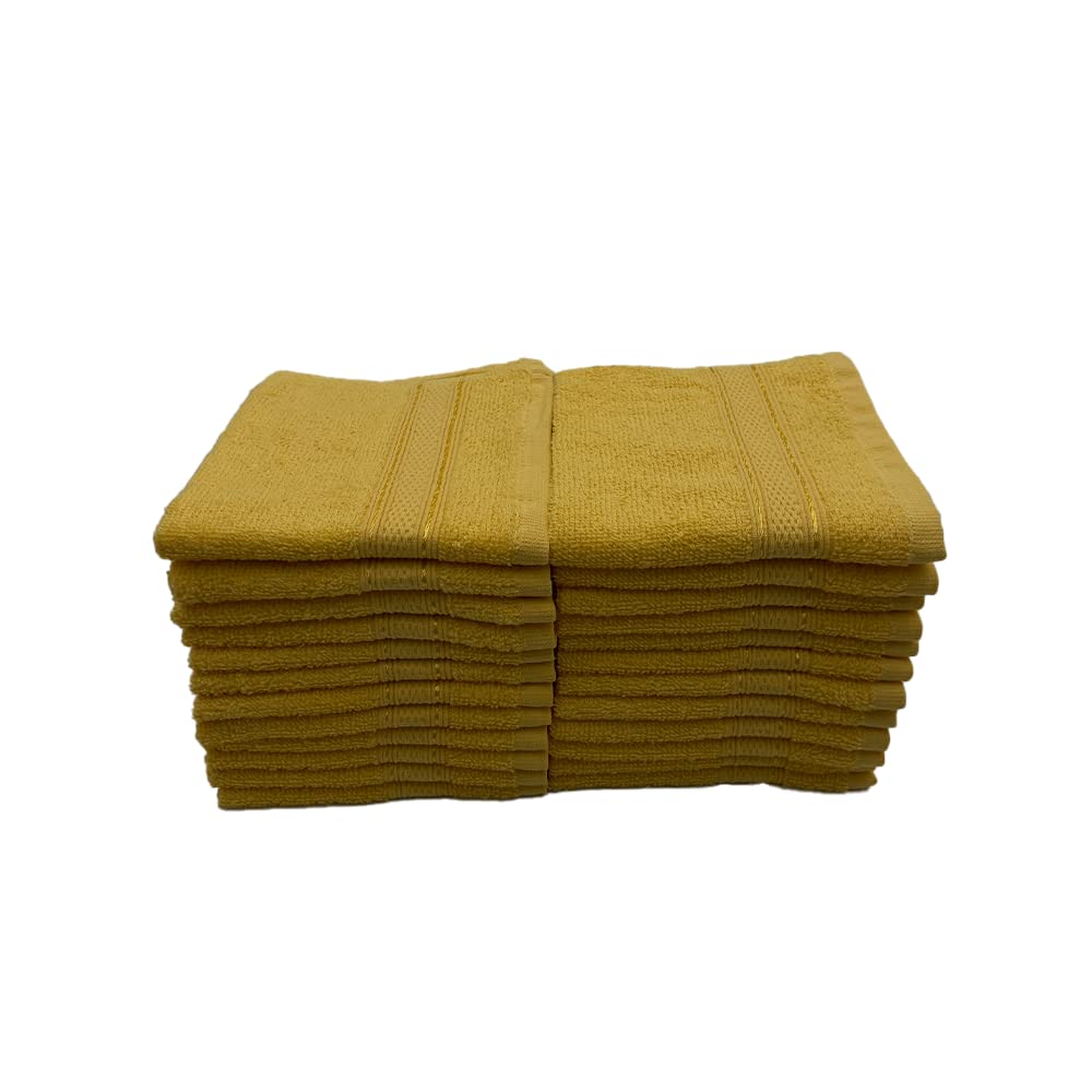 BYFT Daffodil - Washcloth 30x30 cm - Set of 24 - Yellow - 100% Cotton