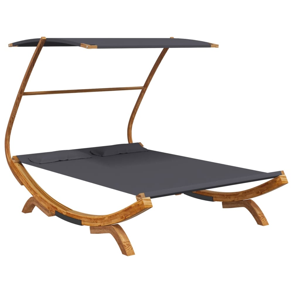 vidaXL Outdoor Lounge Bed with Canopy 165x203x138 cm Solid Bent Wood Anthracite vidaXL Outdoor Lounge Bed with Canopy 165x203x138 cm Solid Bent Wood Anthracite