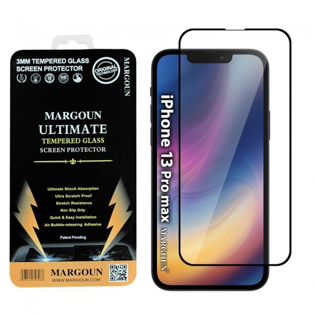 Margoun Tempered 3D Glass Screen Protector For iPhone 13 Pro Max Margoun Tempered 3D Glass Screen Protector For iPhone 13 Pro Max