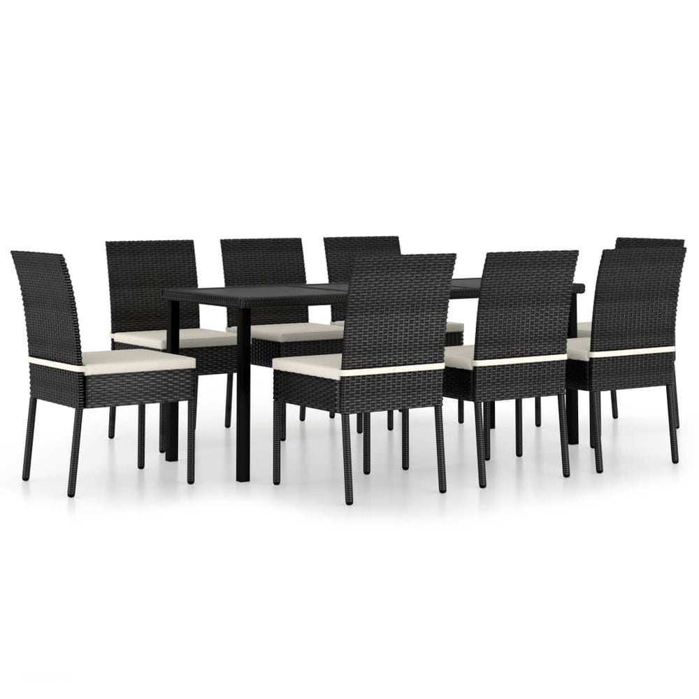 Vidaxl 9 Piece Garden Dining Set Poly Rattan Black