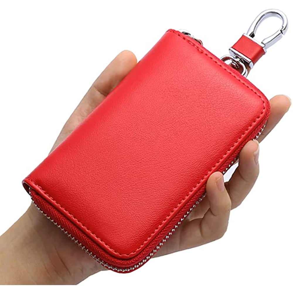 Nalanda Men's Women's Leather Car Key Holder Bag Keychain Case Wallet With Keyring Hooks Zipper Closure For Keys Car Remote Key (red) Nalanda Men's Women's Leather Car Key Holder Bag Keychain Case Wallet With Keyring Hooks Zipper Closure For Keys Car Remote Key (red)
