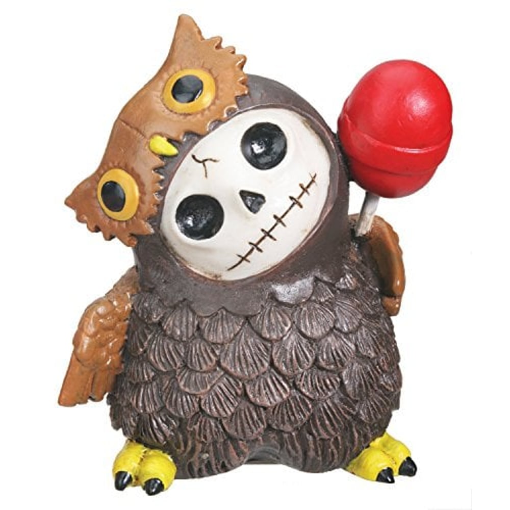 Summit Collection Furrybones Hootie Signature Skeleton In Brown Owl Costume With Red Lollipop