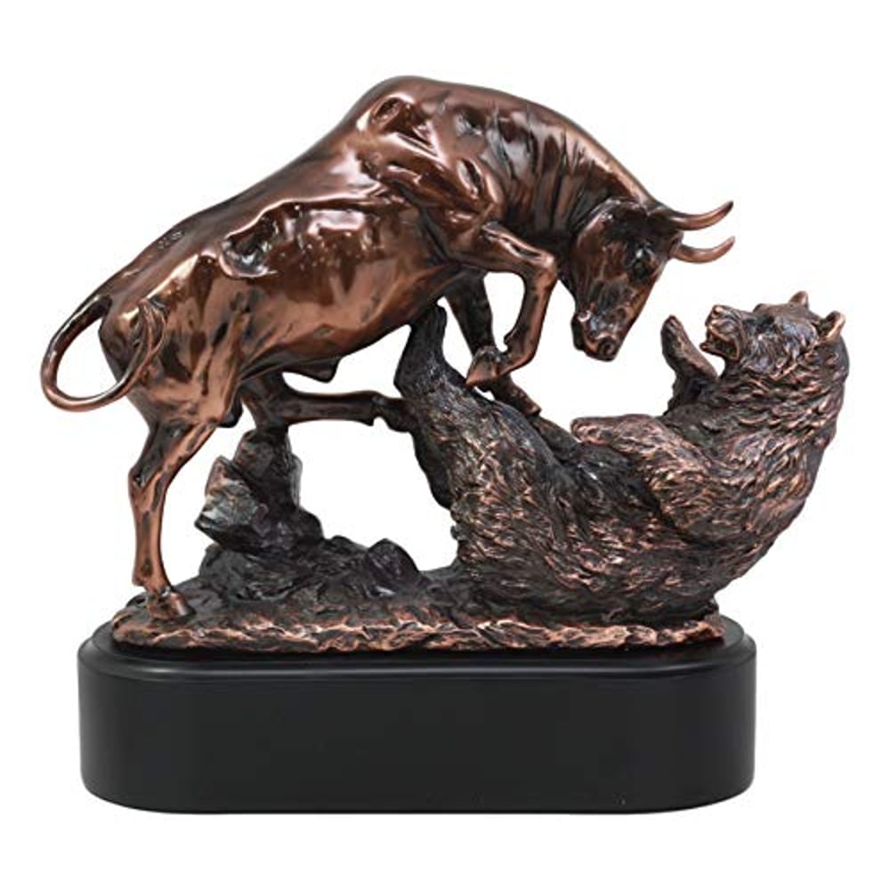 Resin Charging Bull Trouncing Bear Statue With Pedestal Base Brown/Bronze/Black 7.5x9.5x8.75inch Resin Charging Bull Trouncing Bear Statue With Pedestal Base Brown/Bronze/Black 7.5x9.5x8.75inch
