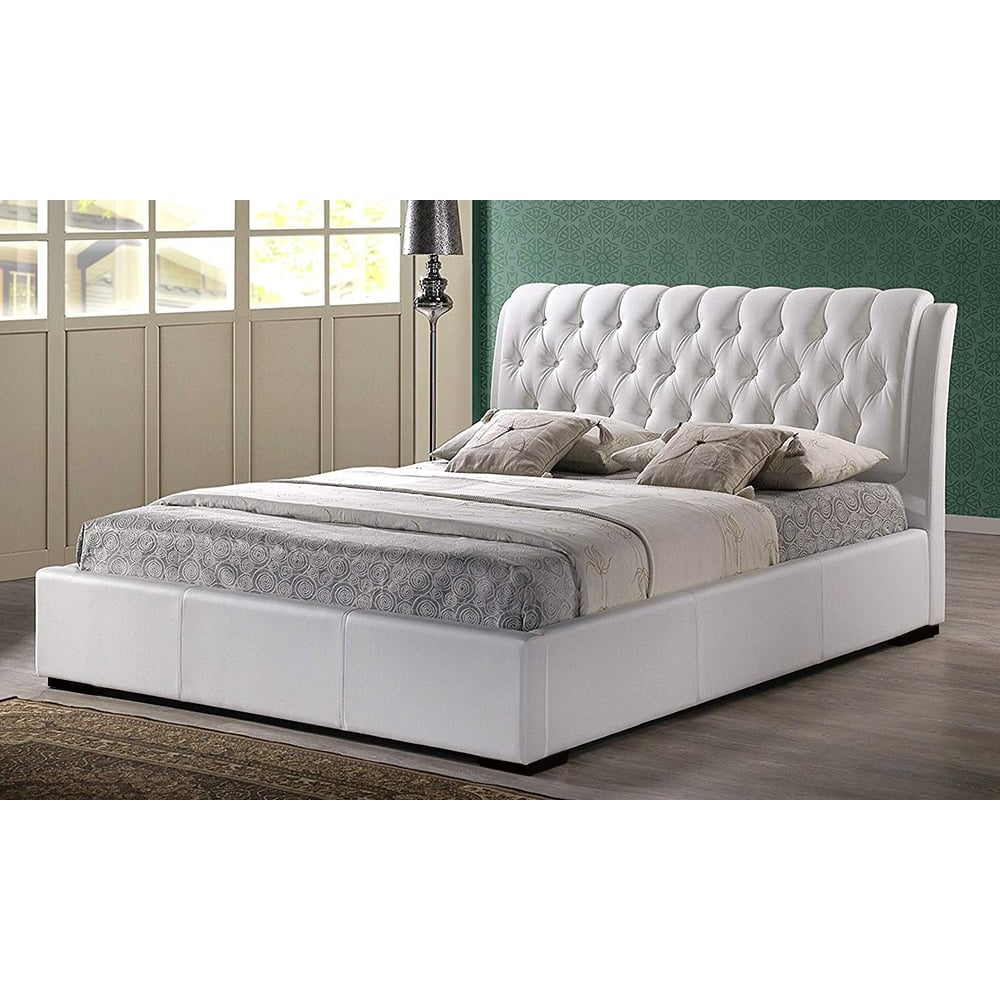 Leatherette Tufted Bed with Half-Medical Mattress King with Mattress White