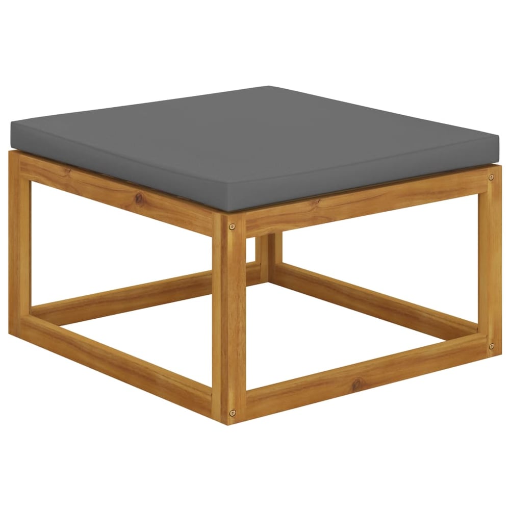 Vidaxl Footrest With Dark Grey Cushion Solid Acacia Wood Vidaxl Footrest With Dark Grey Cushion Solid Acacia Wood
