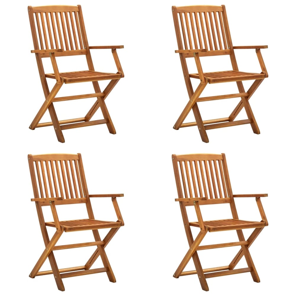 vidaXL Folding Outdoor Chairs 4 pcs Solid Acacia Wood