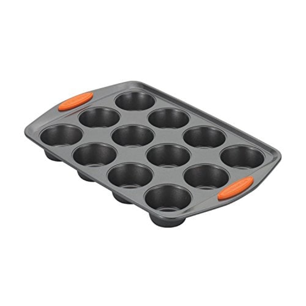 Rachael Ray Yum -O Nonstick Bakeware 12-Cup Muffin Tin With Grips / Nonstick 12-Cup Cupcake Tin With Grips - 12 Cup, Gray Rachael Ray Yum -O Nonstick Bakeware 12-Cup Muffin Tin With Grips / Nonstick 12-Cup Cupcake Tin With Grips - 12 Cup, Gray