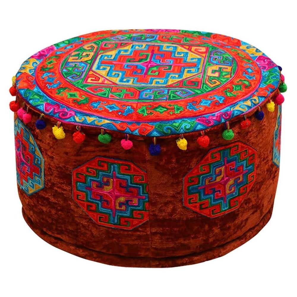 Swastik Velvet Pouf