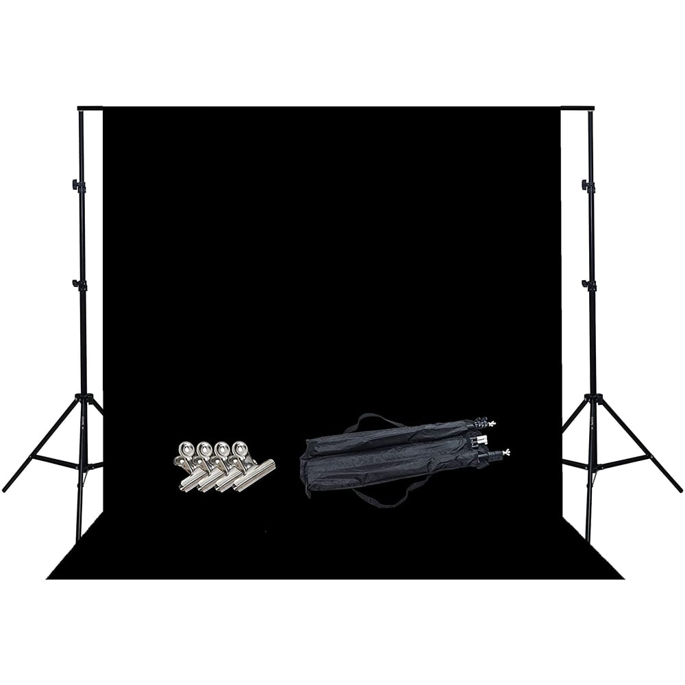 Coopic S02 Photography Kit 2m*2m / 200cm*210cm Backdrop Stand Background Support System With 4pcs Steel Clamp And 1 Carrying Bag (plus Black Backdrop) Coopic S02 Photography Kit 2m*2m / 200cm*210cm Backdrop Stand Background Support System With 4pcs Steel Clamp And 1 Carrying Bag (plus Black Backdrop)