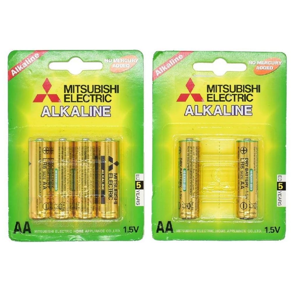 Mitsubishi 1.5V AA Alkaline Battery 6pc Set