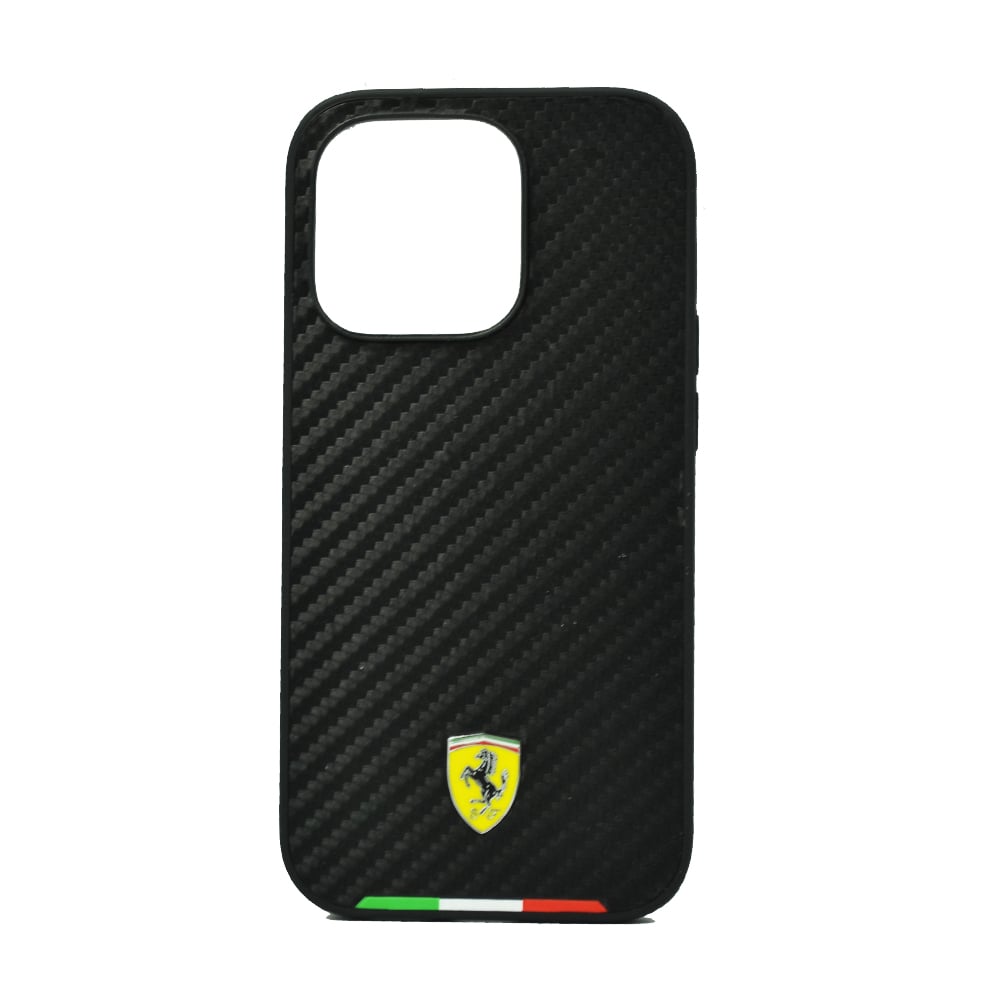 Ferrari Hc Pu Carbon Effect Case With Italian Flag Line For Iphone 14 Pro Black Ferrari Hc Pu Carbon Effect Case With Italian Flag Line For Iphone 14 Pro Black