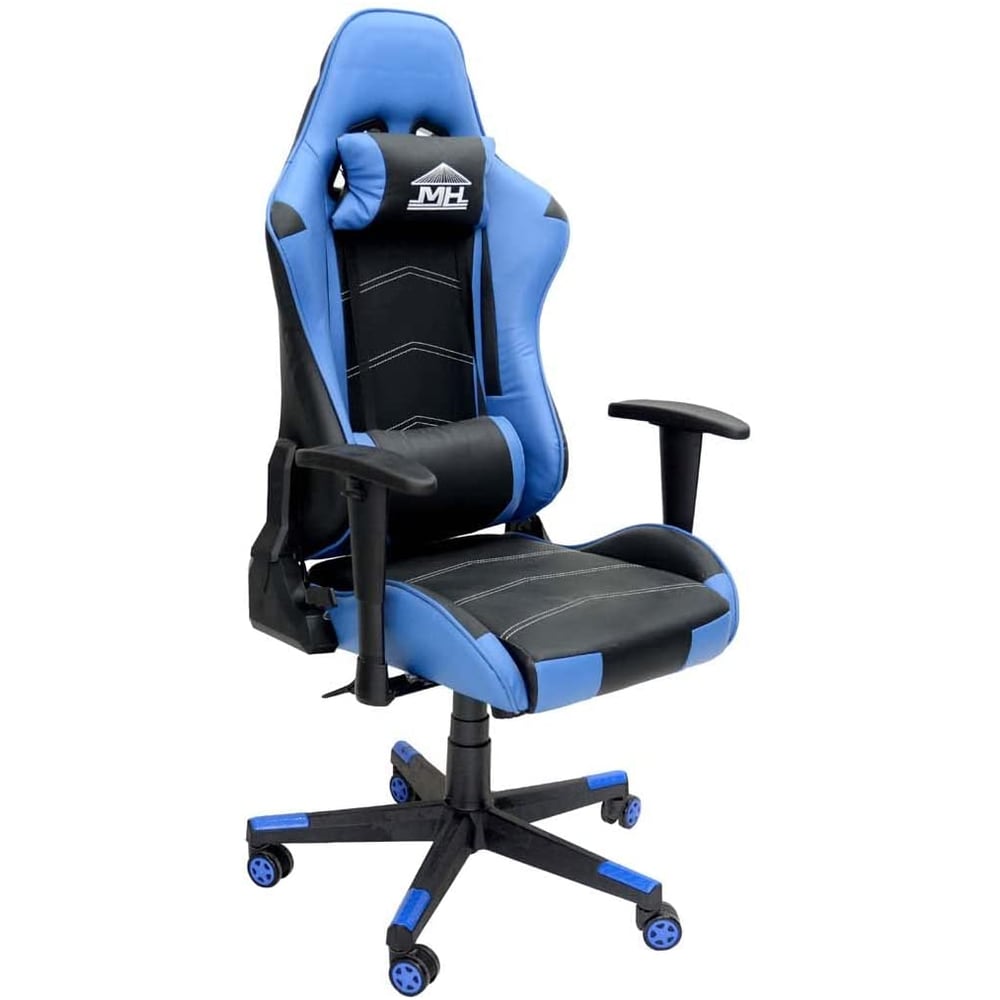 Karnak Computer Gaming Chair With Fully Reclining Foot Rest And Soft Leather (blue & Black)