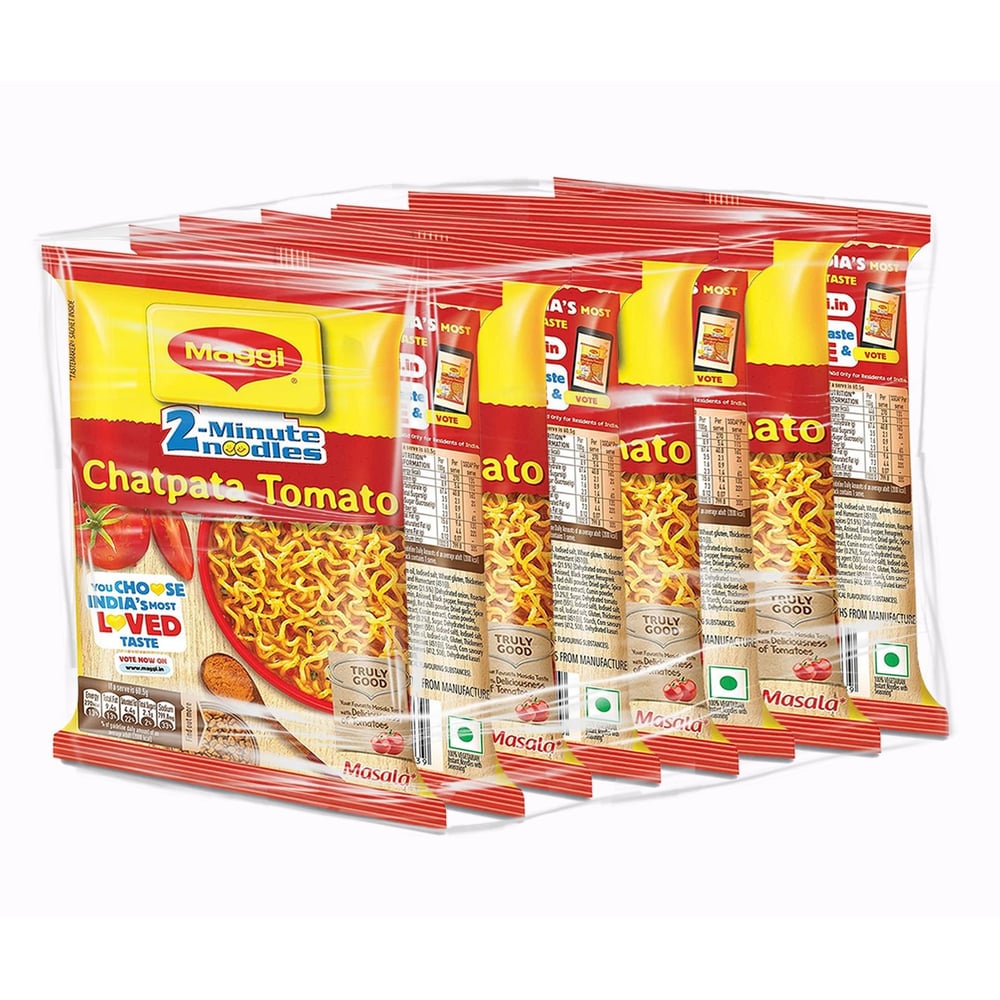 Maggi 2-Minute Instant Noodles, Chatpata Tomato Masala Pouch, 60.5g (Pack of 8) Maggi 2-Minute Instant Noodles, Chatpata Tomato Masala Pouch, 60.5g (Pack of 8)