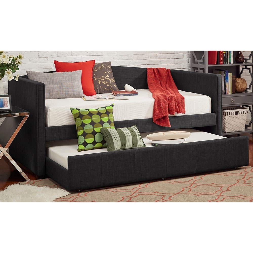 Shelter Arm Daybed and Trundle Day Bed With Trundle Dark Grey