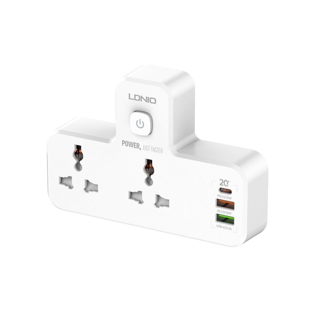 Ldnio Double Plug Adaptor With Touch Control Nightlight, 2 Way Plugs Extension Multi Sockets Wall Charger Adapter With 1 Usb-c & 2 Usb Slots Pd & Qc3.0, Power Socket For Home,office- Ldnio Double Plug Adaptor With Touch Control Nightlight, 2 Way Plugs Extension Multi Sockets Wall Charger Adapter With 1 Usb-c & 2 Usb Slots Pd & Qc3.0, Power Socket For Home,office-